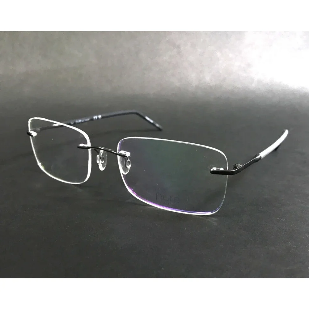 Pure Eyeglasses Frames ENDLESS 203 033 Black Gray Rimless Rectangle 54-18-140
